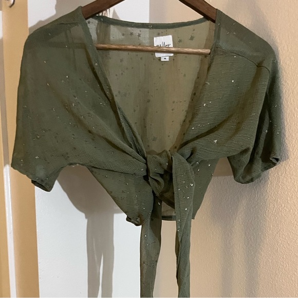 Princess Polly Sheer Cropped Shirt - Picture 1 of 2